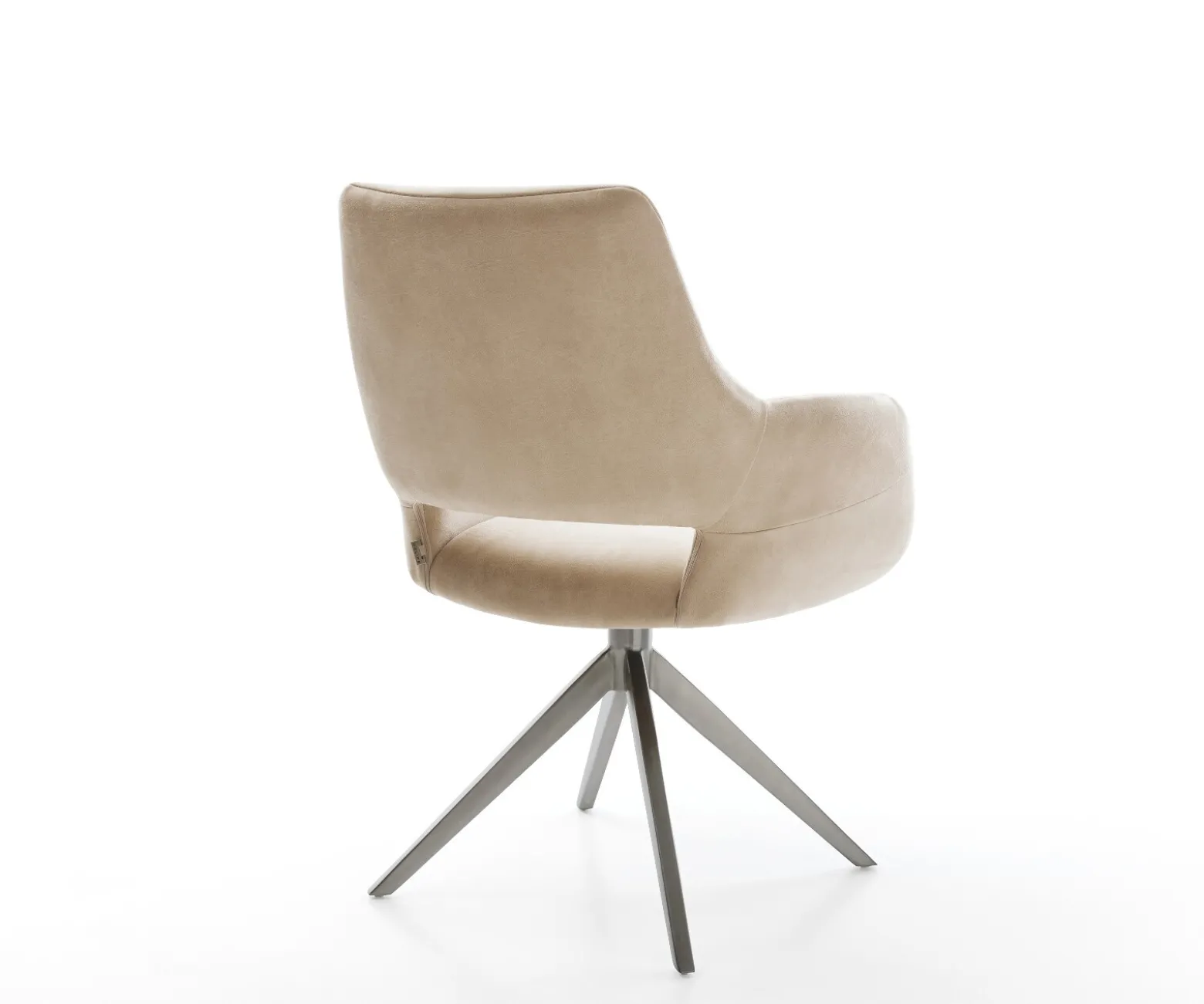DrehstuhlYago-Flex mit Armlehnen Mikrofaser Beige Vintage Kreuzgestell breit Graphit 360° drehbar Wippfunktion Taschenfederkern Sofort versandfertig