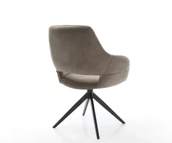 DrehstuhlYago-Flex mit Armlehnen Mikrofaser Taupe Vintage Kreuzgestell breit Schwarz 360° drehbar Wippfunktion Taschenfederkern Sofort versandfertig