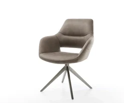 DrehstuhlYago-Flex mit Armlehnen Mikrofaser Taupe Vintage Kreuzgestell breit Graphit 360° drehbar Wippfunktion Taschenfederkern Sofort versandfertig