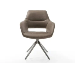 DrehstuhlYago-Flex mit Armlehnen Mikrofaser Taupe Vintage Kreuzgestell breit Graphit 360° drehbar Wippfunktion Taschenfederkern Sofort versandfertig