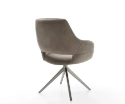 DrehstuhlYago-Flex mit Armlehnen Mikrofaser Taupe Vintage Kreuzgestell breit Graphit 360° drehbar Wippfunktion Taschenfederkern Sofort versandfertig