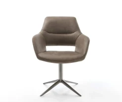 DrehstuhlYago-Flex mit Armlehnen Mikrofaser Taupe Vintage Fußkreuz Graphit 360° drehbar Wippfunktion Taschenfederkern Sofort versandfertig