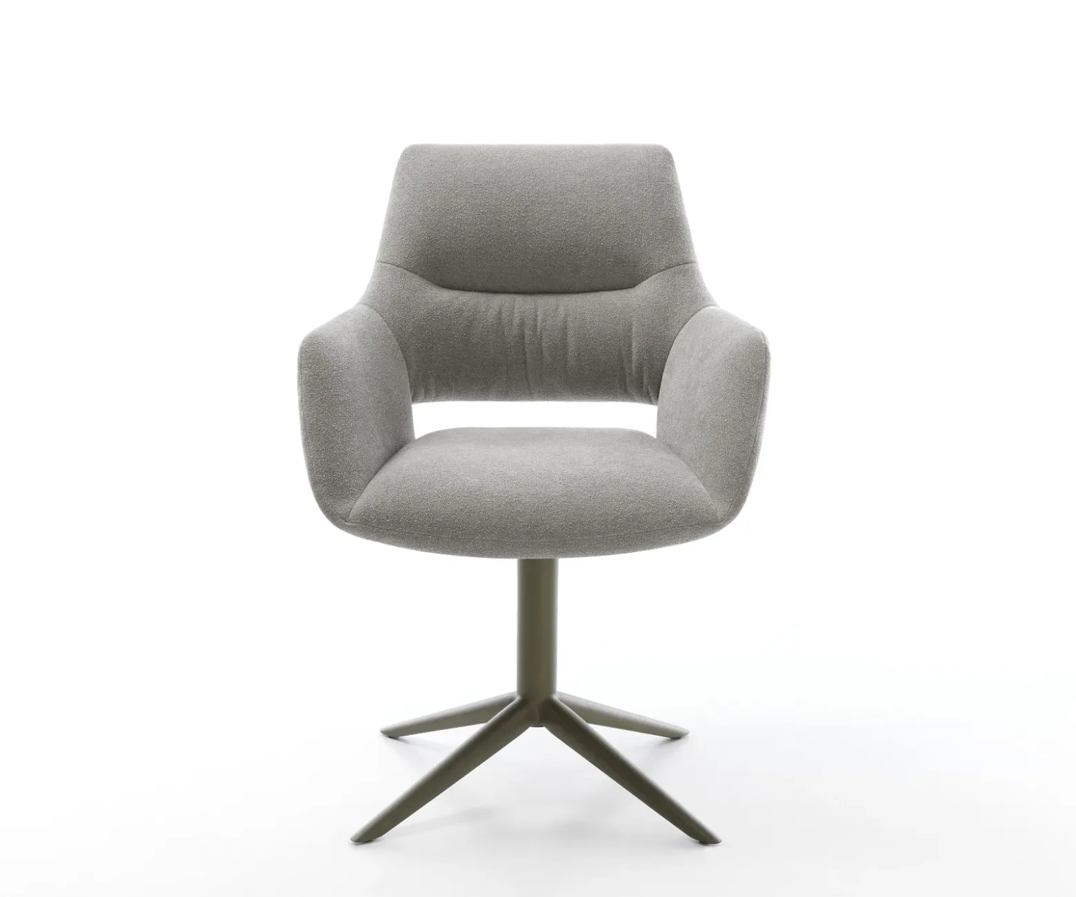 DrehstuhlYago-Flex mit Armlehnen Strukturstoff Soft Grau Fußkreuz Effektfinish Titan 360° drehbar Wippfunktion Taschenfederkern Sofort versandfertig