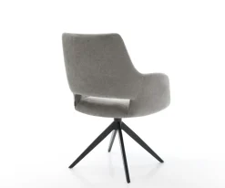 DrehstuhlYago-Flex mit Armlehnen Strukturstoff Soft Grau Kreuzgestell breit Schwarz 360° drehbar Wippfunktion Taschenfederkern Sofort versandfertig