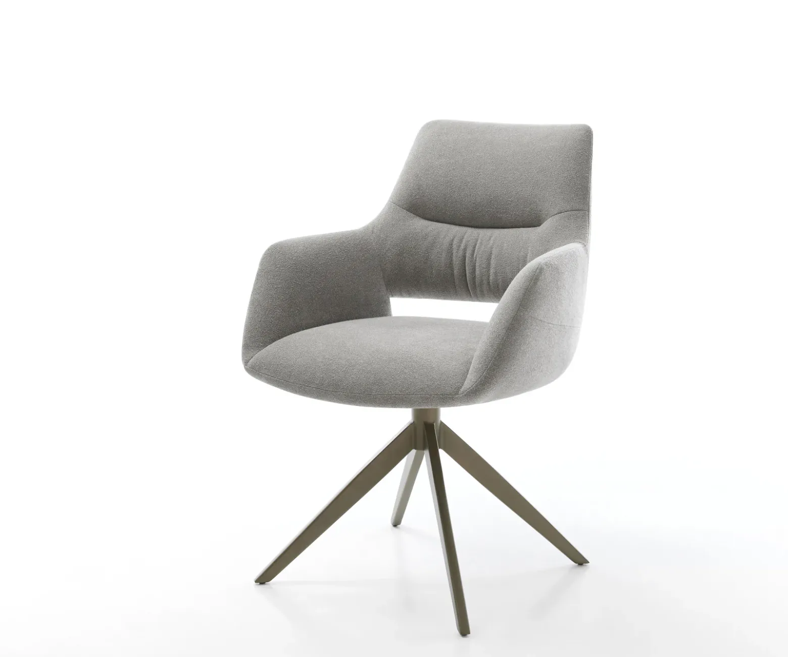 DrehstuhlYago-Flex mit Armlehnen Strukturstoff Soft Grau Kreuzgestell breit Effektfinish Titan 360° drehbar Wippfunktion Taschenfederkern Sofort versandfertig