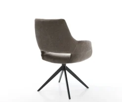 DrehstuhlYago-Flex mit Armlehnen Strukturstoff Soft Taupe Kreuzgestell breit Schwarz 360° drehbar Wippfunktion Taschenfederkern Sofort versandfertig
