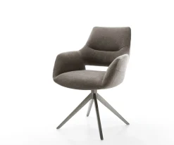 DrehstuhlYago-Flex mit Armlehnen Strukturstoff Soft Taupe Kreuzgestell breit Graphit 360° drehbar Wippfunktion Taschenfederkern Sofort versandfertig