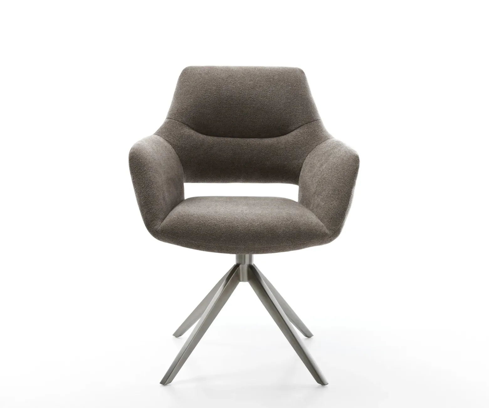 DrehstuhlYago-Flex mit Armlehnen Strukturstoff Soft Taupe Kreuzgestell breit Graphit 360° drehbar Wippfunktion Taschenfederkern Sofort versandfertig