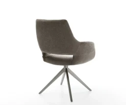 DrehstuhlYago-Flex mit Armlehnen Strukturstoff Soft Taupe Kreuzgestell breit Graphit 360° drehbar Wippfunktion Taschenfederkern Sofort versandfertig