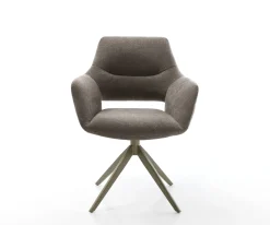 DrehstuhlYago-Flex mit Armlehnen Strukturstoff Soft Taupe Kreuzgestell breit Effektfinish Titan 360° drehbar Wippfunktion Taschenfederkern Sofort versandfertig