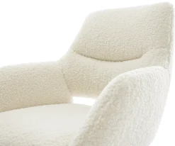 DrehstuhlYago-Flex mit Armlehnen Teddystoff Beige Fußkreuz Schwarz 360° drehbar Wippfunktion Taschenfederkern Sofort versandfertig