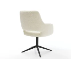 DrehstuhlYago-Flex mit Armlehnen Teddystoff Beige Fußkreuz Schwarz 360° drehbar Wippfunktion Taschenfederkern Sofort versandfertig