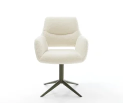 DrehstuhlYago-Flex mit Armlehnen Teddystoff Beige Fußkreuz Effektfinish Titan 360° drehbar Wippfunktion Taschenfederkern Sofort versandfertig