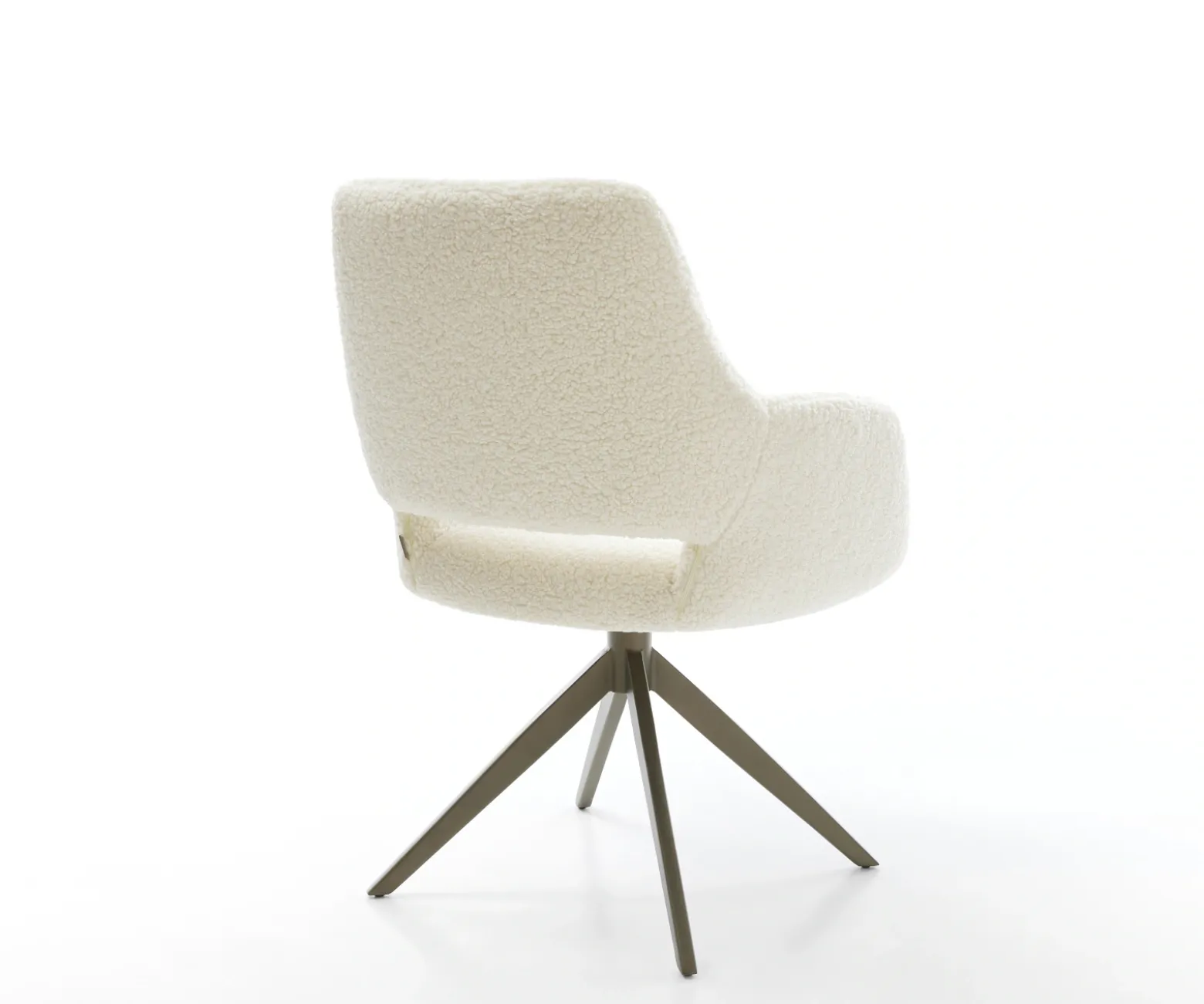 DrehstuhlYago-Flex mit Armlehnen Teddystoff Beige Kreuzgestell breit Effektfinish Titan 360° drehbar Wippfunktion Taschenfederkern Sofort versandfertig