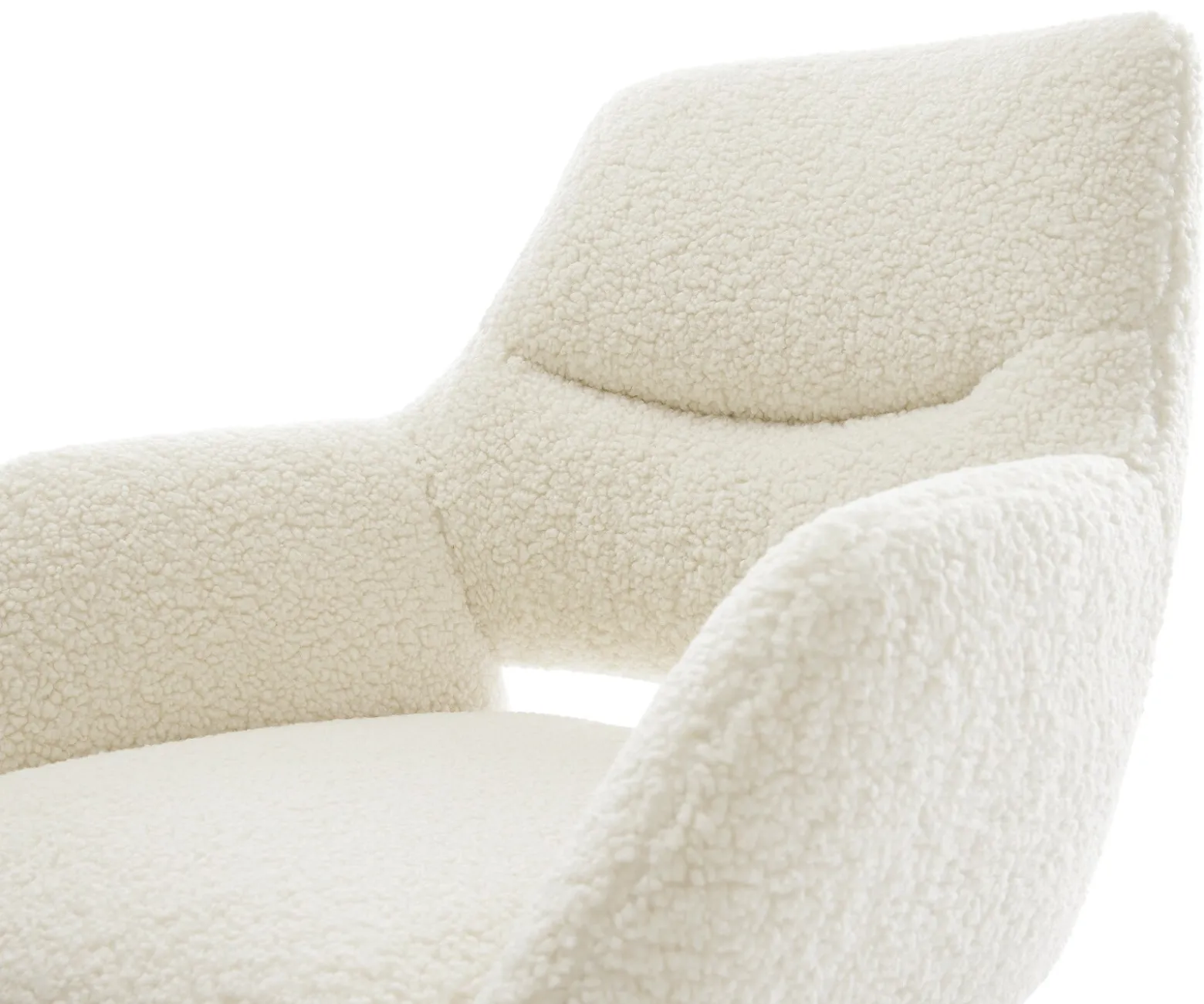 DrehstuhlYago-Flex mit Armlehnen Teddystoff Beige Kreuzgestell breit Schwarz 360° drehbar Wippfunktion Taschenfederkern Sofort versandfertig