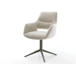 DrehstuhlYago-Flex mit Armlehnen Webstoff Soft Beige Fußkreuz Effektfinish Titan 360° drehbar Wippfunktion Taschenfederkern Sofort versandfertig