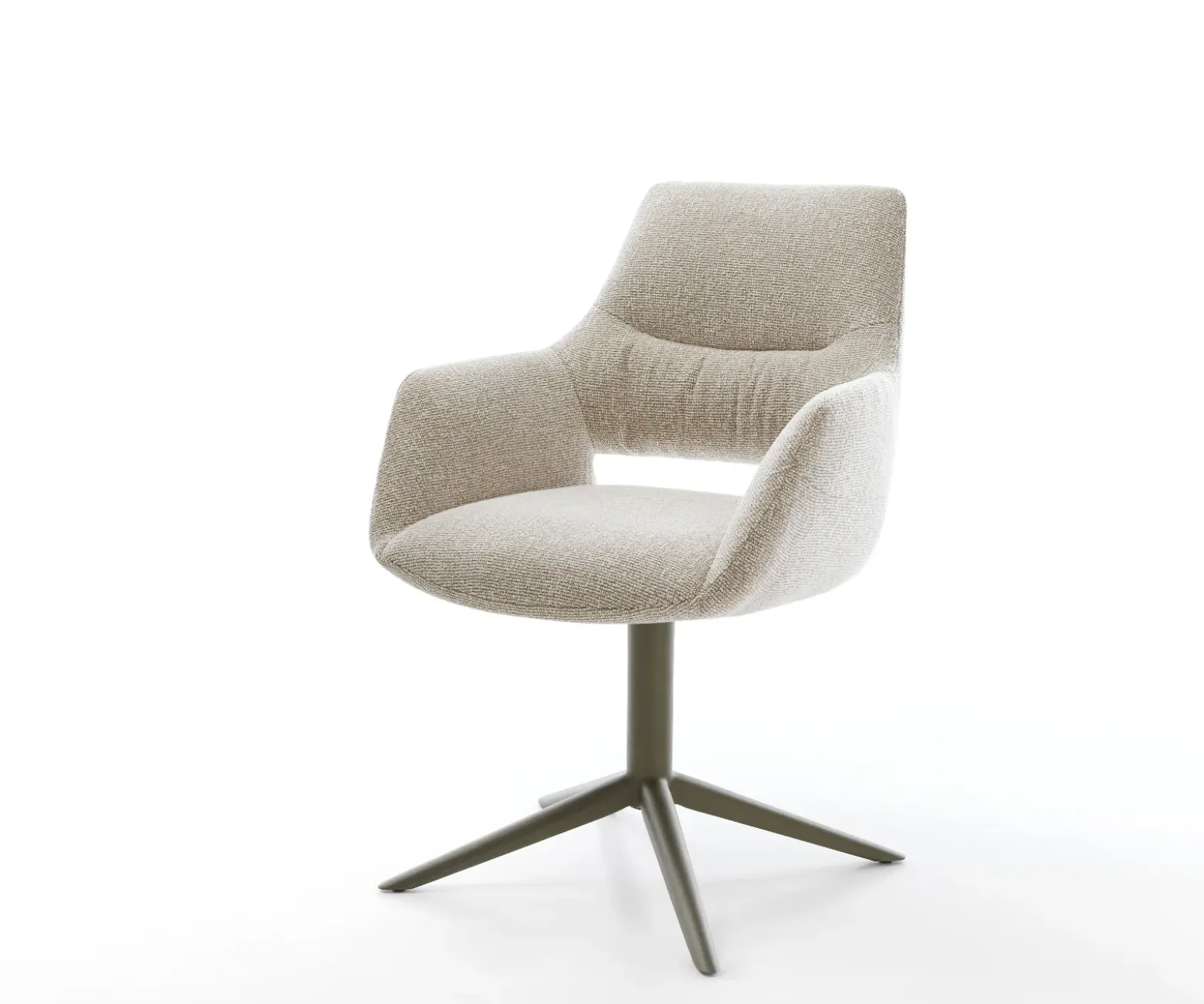DrehstuhlYago-Flex mit Armlehnen Webstoff Soft Beige Fußkreuz Effektfinish Titan 360° drehbar Wippfunktion Taschenfederkern Sofort versandfertig