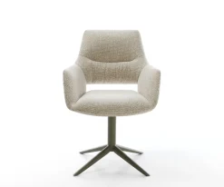 DrehstuhlYago-Flex mit Armlehnen Webstoff Soft Beige Fußkreuz Effektfinish Titan 360° drehbar Wippfunktion Taschenfederkern Sofort versandfertig