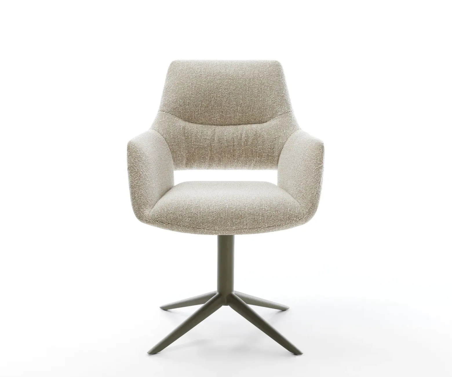 DrehstuhlYago-Flex mit Armlehnen Webstoff Soft Beige Fußkreuz Effektfinish Titan 360° drehbar Wippfunktion Taschenfederkern Sofort versandfertig