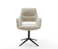 DrehstuhlYago-Flex mit Armlehnen Webstoff Soft Beige Fußkreuz Schwarz 360° drehbar Wippfunktion Taschenfederkern Sofort versandfertig