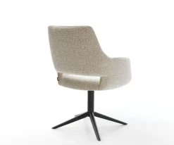 DrehstuhlYago-Flex mit Armlehnen Webstoff Soft Beige Fußkreuz Schwarz 360° drehbar Wippfunktion Taschenfederkern Sofort versandfertig