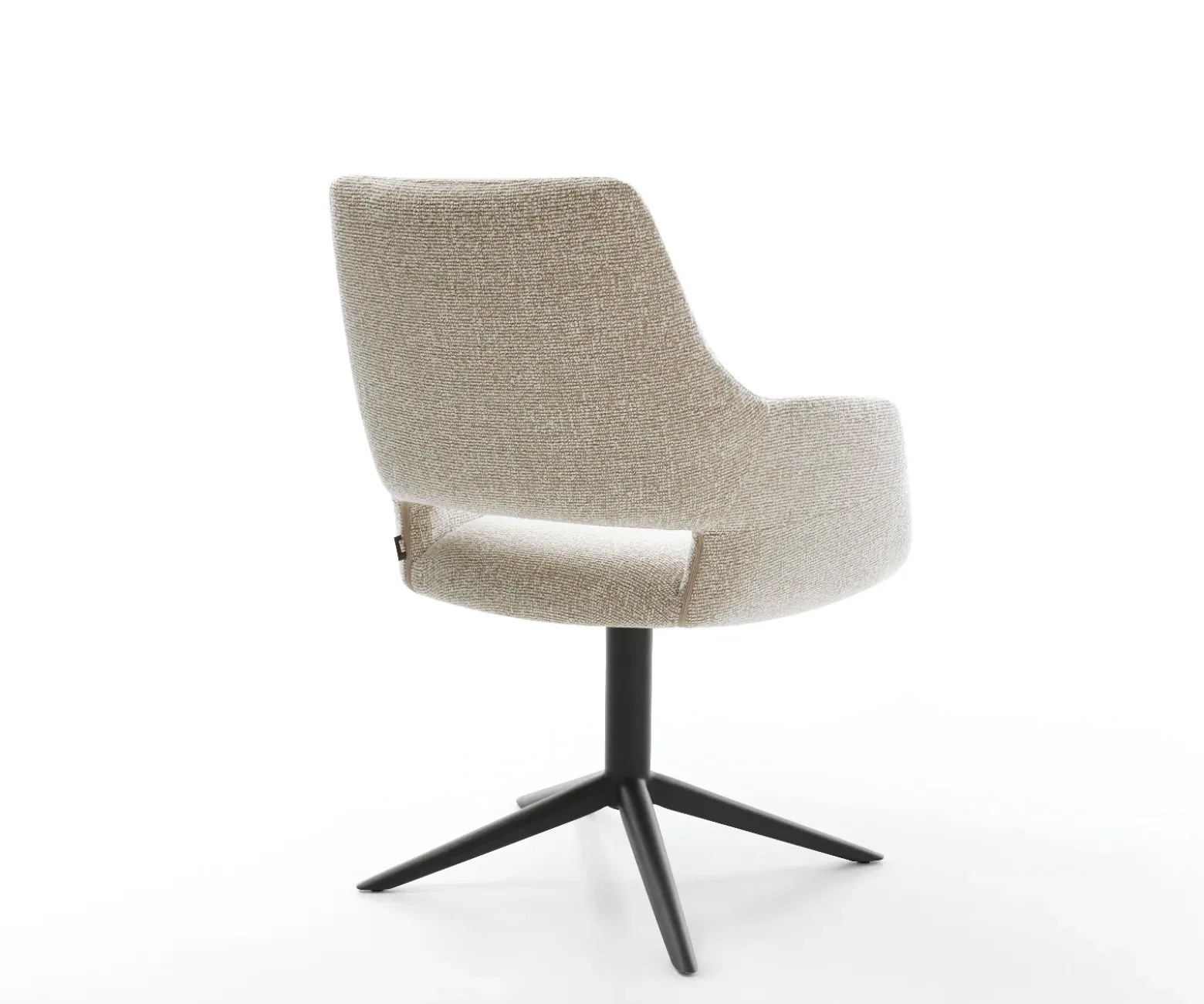DrehstuhlYago-Flex mit Armlehnen Webstoff Soft Beige Fußkreuz Schwarz 360° drehbar Wippfunktion Taschenfederkern Sofort versandfertig
