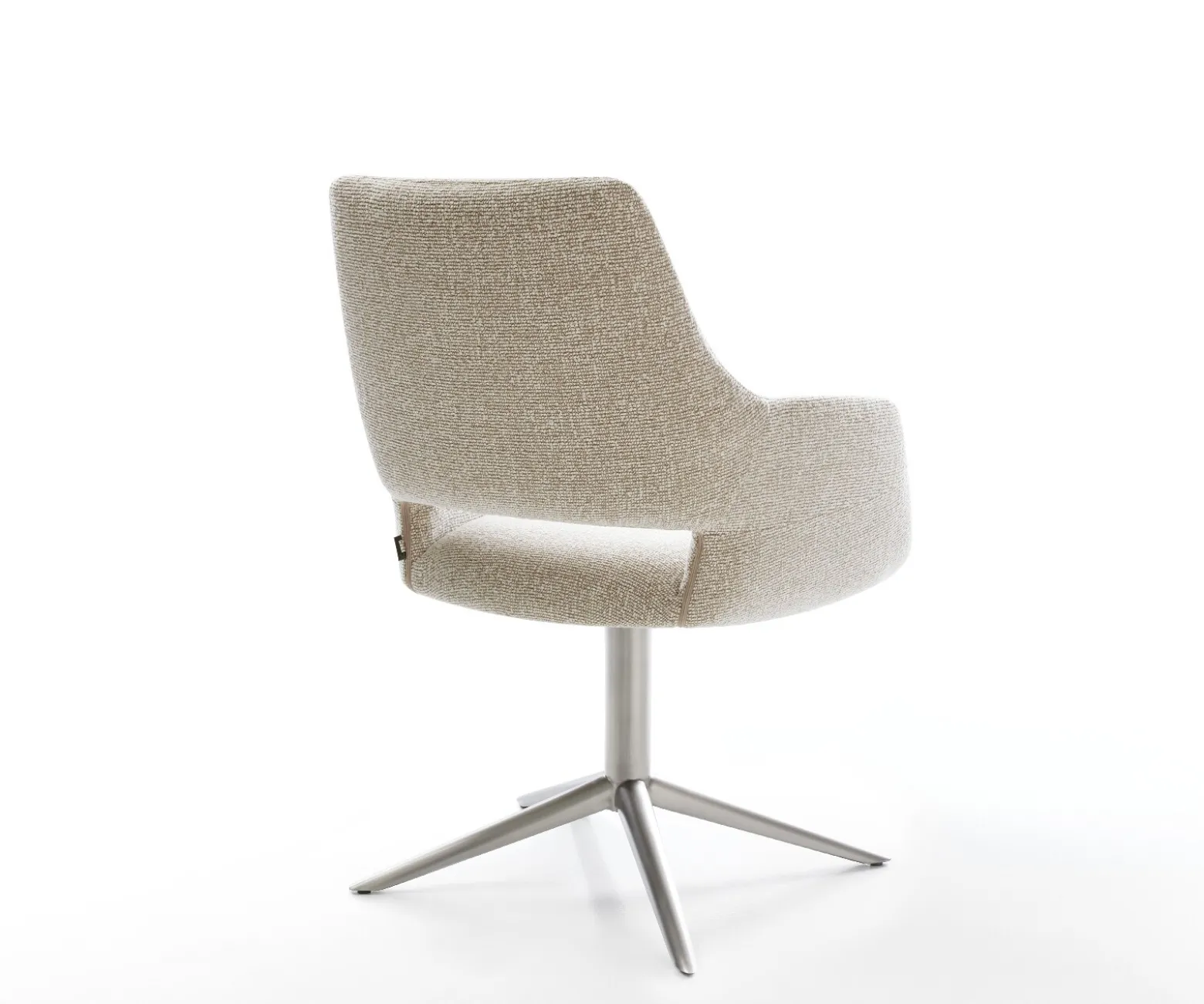 DrehstuhlYago-Flex mit Armlehnen Webstoff Soft Beige Fußkreuz Edelstahl 360° drehbar Wippfunktion Taschenfederkern Sofort versandfertig