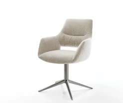 DrehstuhlYago-Flex mit Armlehnen Webstoff Soft Beige Fußkreuz Graphit 360° drehbar Wippfunktion Taschenfederkern Sofort versandfertig