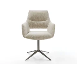 DrehstuhlYago-Flex mit Armlehnen Webstoff Soft Beige Fußkreuz Graphit 360° drehbar Wippfunktion Taschenfederkern Sofort versandfertig