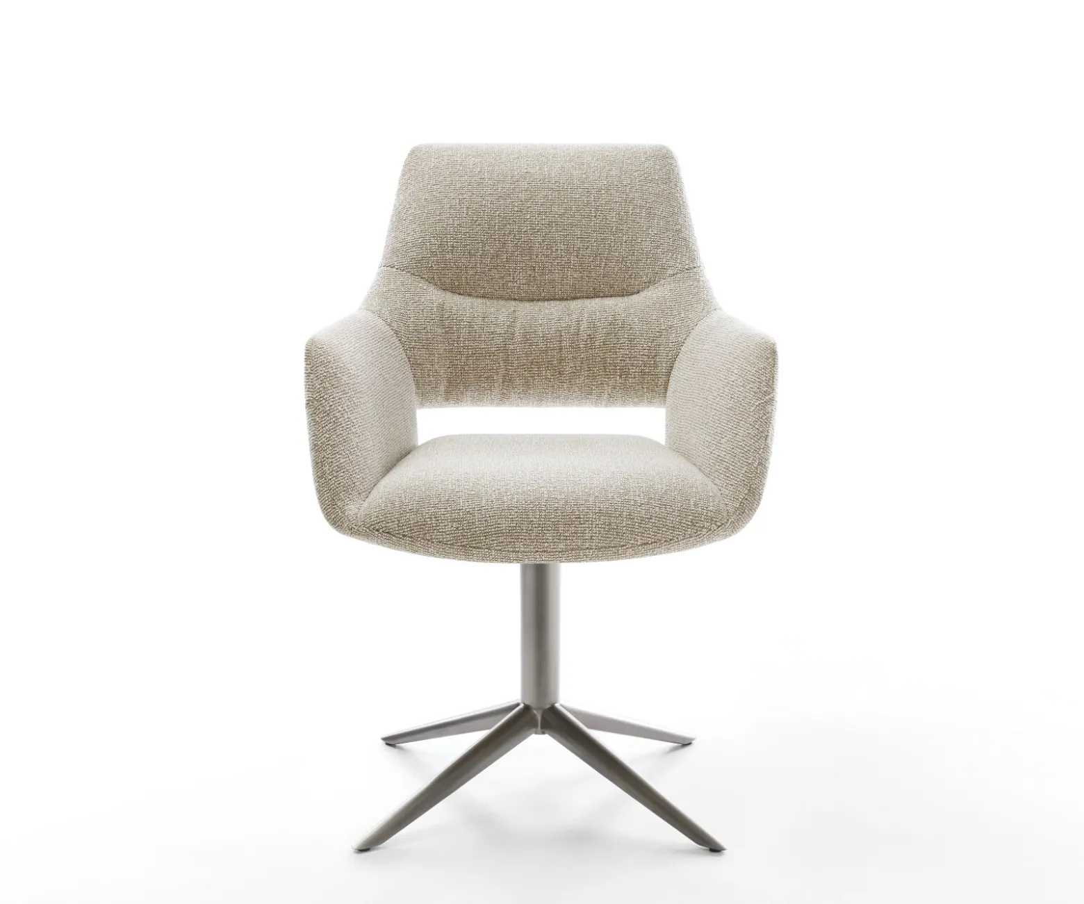 DrehstuhlYago-Flex mit Armlehnen Webstoff Soft Beige Fußkreuz Graphit 360° drehbar Wippfunktion Taschenfederkern Sofort versandfertig
