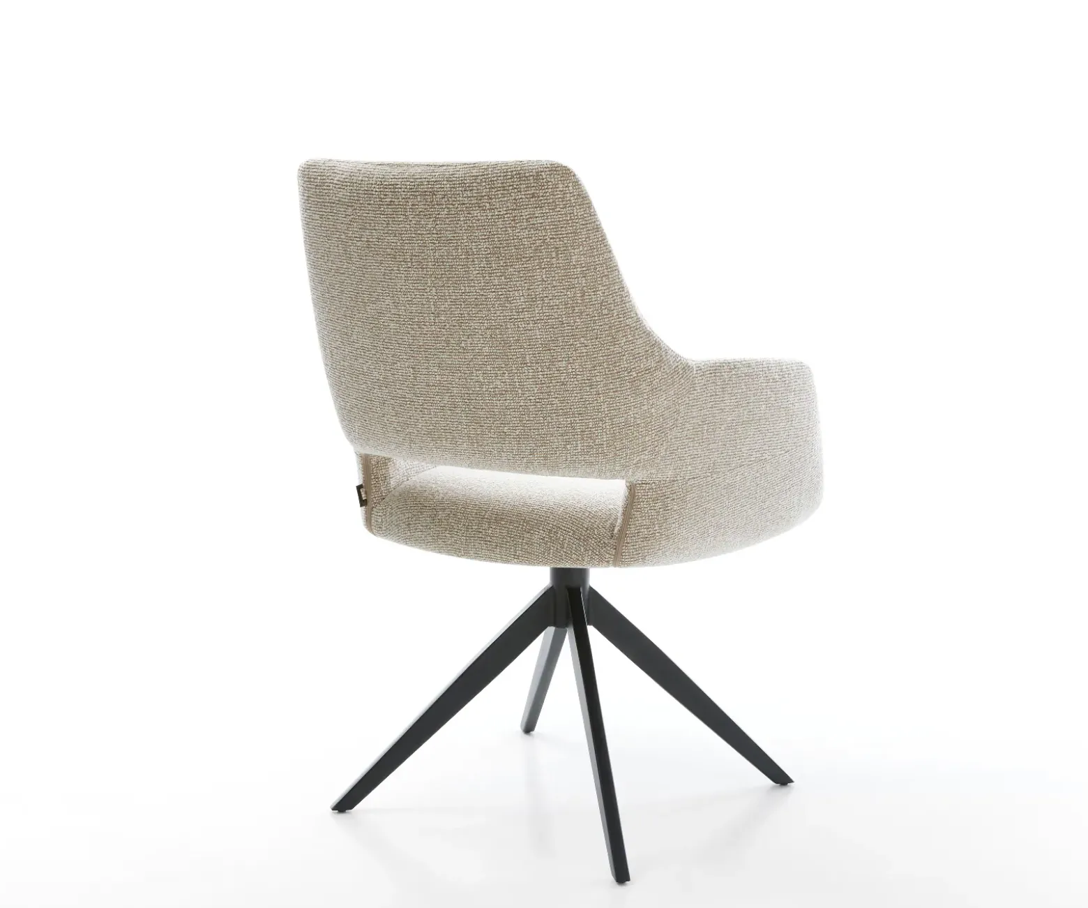 DrehstuhlYago-Flex mit Armlehnen Webstoff Soft Beige Kreuzgestell breit Schwarz 360° drehbar Wippfunktion Taschenfederkern Sofort versandfertig