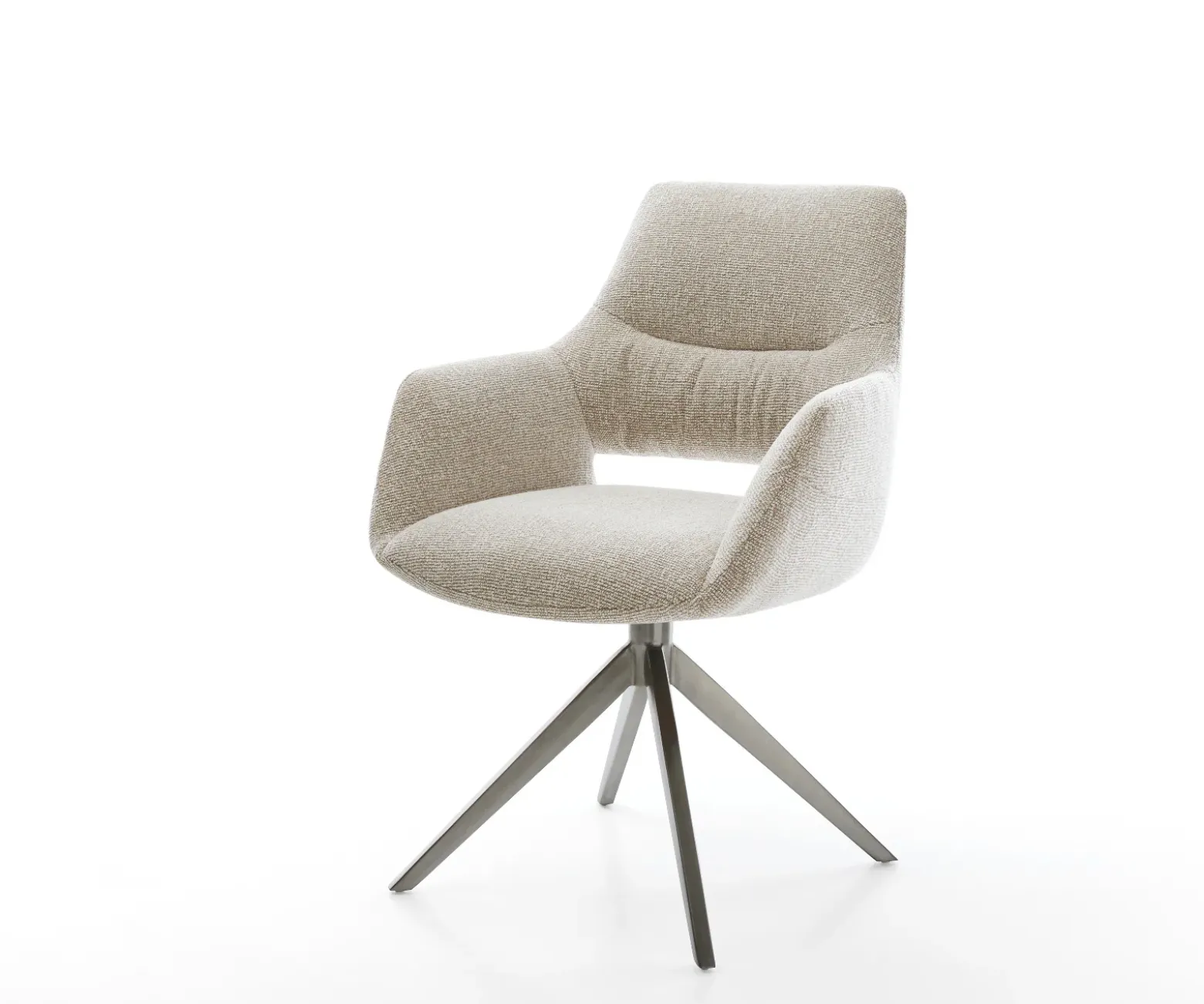 DrehstuhlYago-Flex mit Armlehnen Webstoff Soft Beige Kreuzgestell breit Graphit 360° drehbar Wippfunktion Taschenfederkern Sofort versandfertig