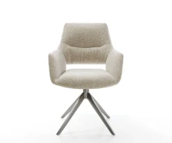 DrehstuhlYago-Flex mit Armlehnen Webstoff Soft Beige Kreuzgestell breit Graphit 360° drehbar Wippfunktion Taschenfederkern Sofort versandfertig