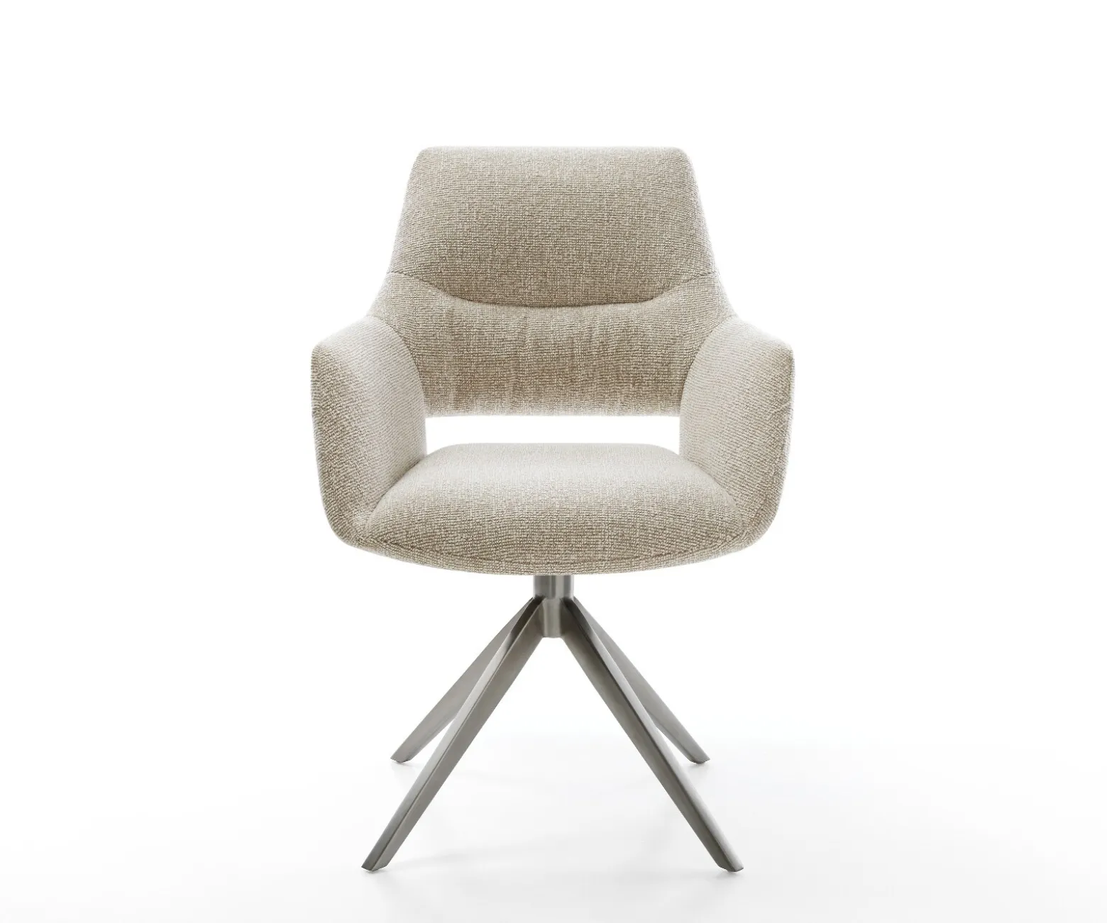 DrehstuhlYago-Flex mit Armlehnen Webstoff Soft Beige Kreuzgestell breit Graphit 360° drehbar Wippfunktion Taschenfederkern Sofort versandfertig