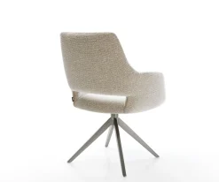 DrehstuhlYago-Flex mit Armlehnen Webstoff Soft Beige Kreuzgestell breit Graphit 360° drehbar Wippfunktion Taschenfederkern Sofort versandfertig