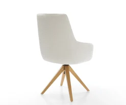 DrehstuhlZelia-Flex mit Armlehnen Bouclé Soft Beige Holzgestell kantig Natur 360° drehbar Taschenfederkern Versandfertig ca. 28.10.26
