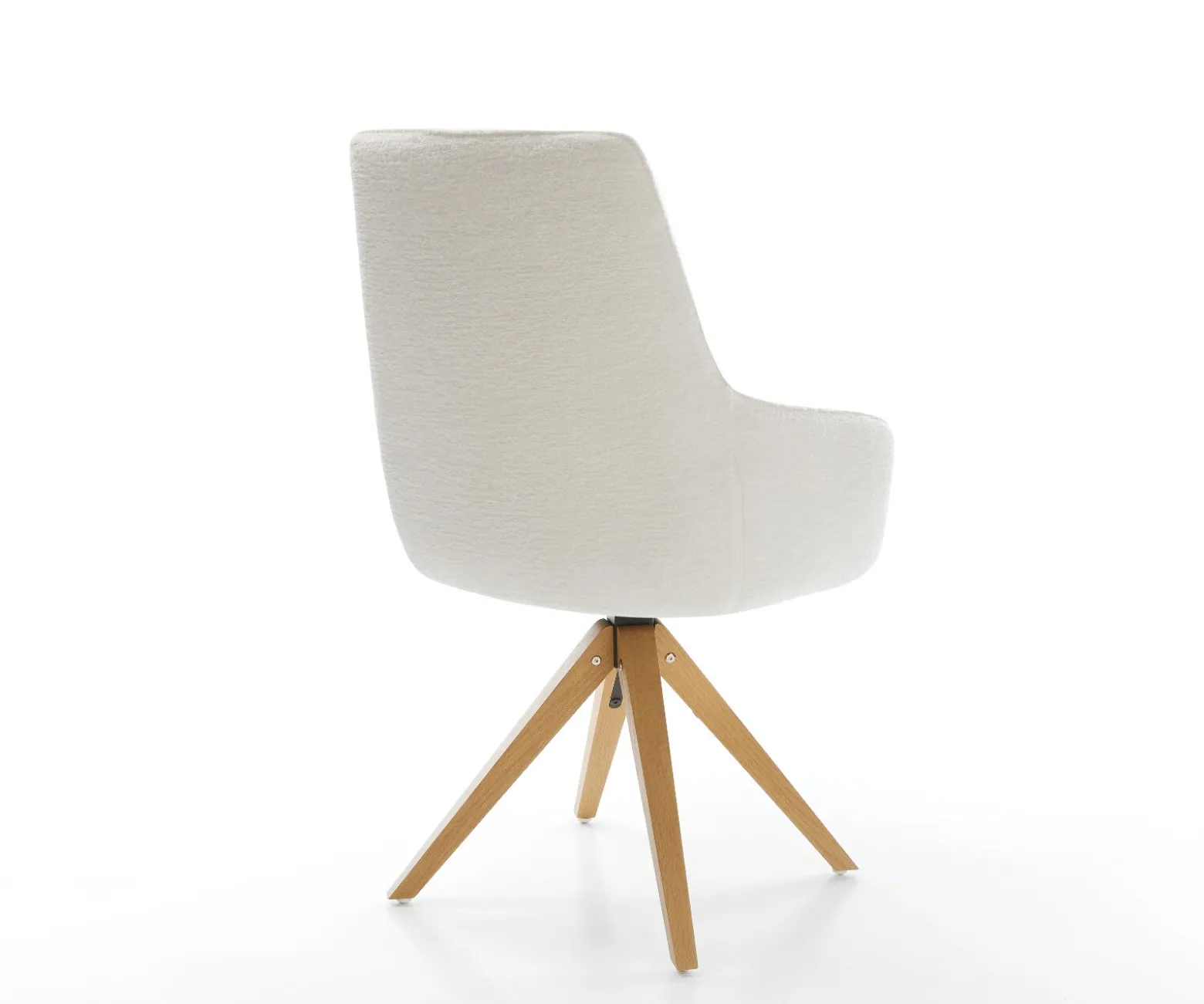 DrehstuhlZelia-Flex mit Armlehnen Bouclé Soft Beige Holzgestell kantig Natur 360° drehbar Taschenfederkern Versandfertig ca. 28.10.26