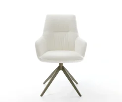 DrehstuhlZelia-Flex mit Armlehnen Bouclé Soft Beige Kreuzgestell breit Effektfinish Titan 360° drehbar Wippfunktion Taschenfederkern Sofort versandfertig