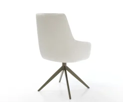DrehstuhlZelia-Flex mit Armlehnen Bouclé Soft Beige Kreuzgestell breit Effektfinish Titan 360° drehbar Wippfunktion Taschenfederkern Sofort versandfertig