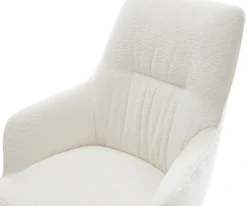 DrehstuhlZelia-Flex mit Armlehnen Bouclé Soft Beige Kreuzgestell breit Schwarz 360° drehbar Wippfunktion Taschenfederkern Sofort versandfertig