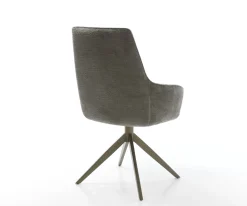 DrehstuhlZelia-Flex mit Armlehnen Bouclé Soft Schlamm Kreuzgestell breit Effektfinish Titan 360° drehbar Wippfunktion Taschenfederkern Sofort versandfertig