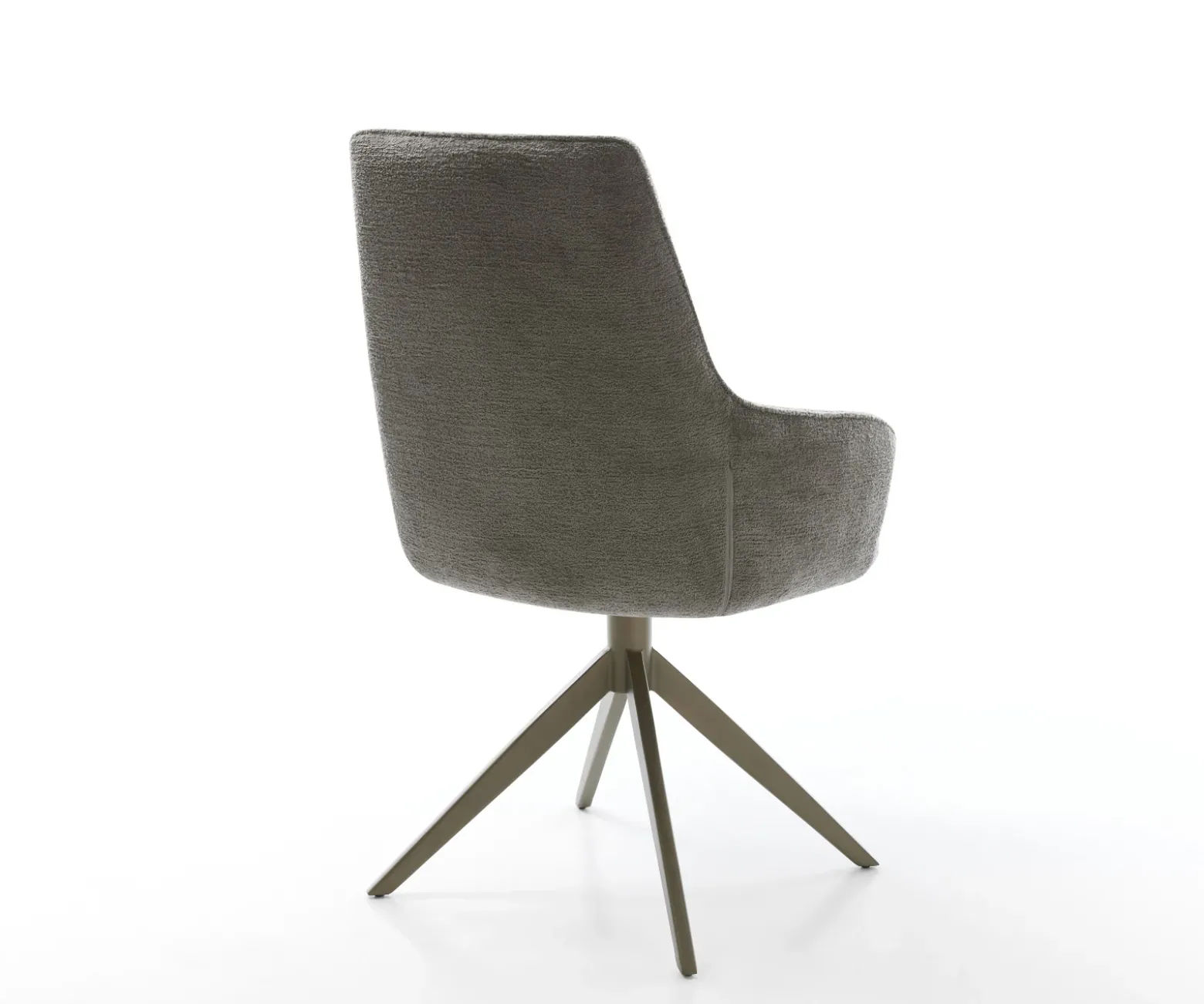 DrehstuhlZelia-Flex mit Armlehnen Bouclé Soft Schlamm Kreuzgestell breit Effektfinish Titan 360° drehbar Wippfunktion Taschenfederkern Sofort versandfertig