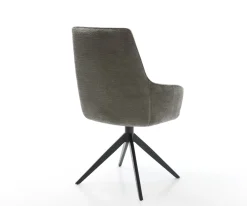 DrehstuhlZelia-Flex mit Armlehnen Bouclé Soft Schlamm Kreuzgestell breit Schwarz 360° drehbar Wippfunktion Taschenfederkern Sofort versandfertig