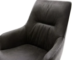 DrehstuhlZelia-Flex mit Armlehnen Mikrofaser Anthrazit Vintage Kreuzgestell breit Weiß 360° drehbar Wippfunktion Taschenfederkern Sofort versandfertig