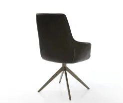 DrehstuhlZelia-Flex mit Armlehnen Mikrofaser Anthrazit Vintage Kreuzgestell breit Effektfinish Titan 360° drehbar Wippfunktion Taschenfederkern Sofort versandfertig