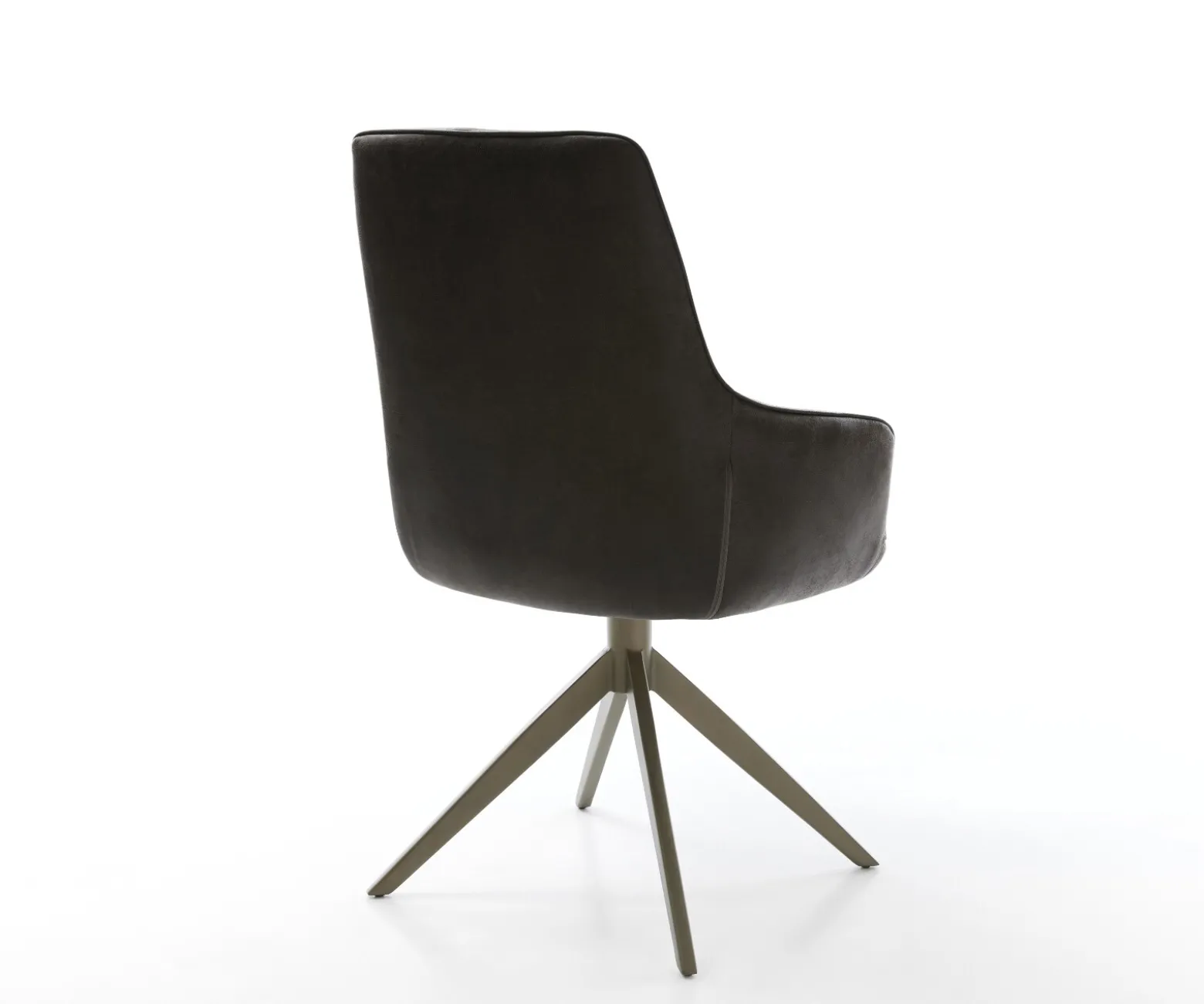 DrehstuhlZelia-Flex mit Armlehnen Mikrofaser Anthrazit Vintage Kreuzgestell breit Effektfinish Titan 360° drehbar Wippfunktion Taschenfederkern Sofort versandfertig