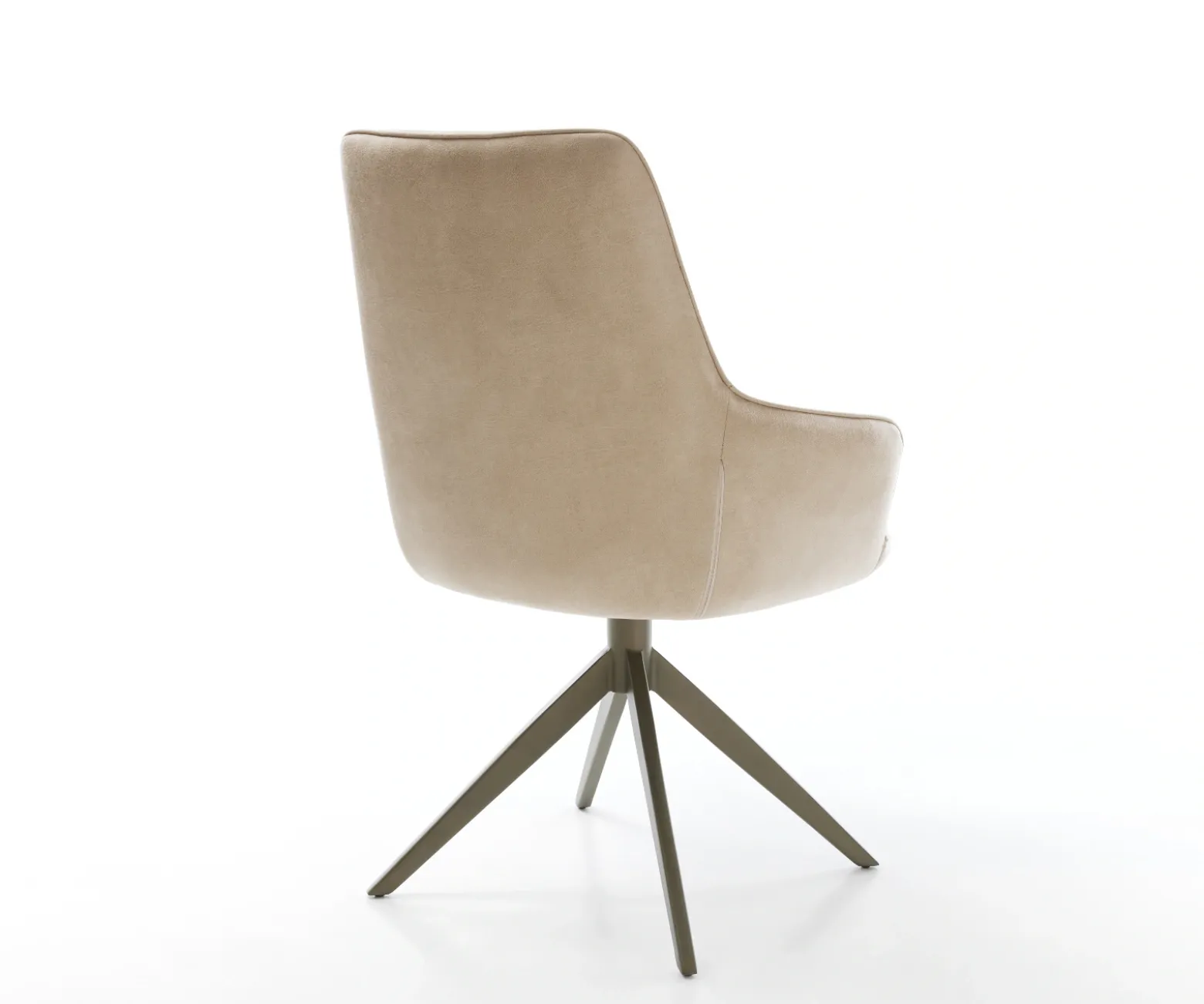 DrehstuhlZelia-Flex mit Armlehnen Mikrofaser Beige Vintage Kreuzgestell breit Effektfinish Titan 360° drehbar Wippfunktion Taschenfederkern Sofort versandfertig