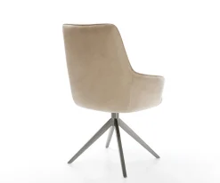 DrehstuhlZelia-Flex mit Armlehnen Mikrofaser Beige Vintage Kreuzgestell breit Graphit 360° drehbar Wippfunktion Taschenfederkern Sofort versandfertig