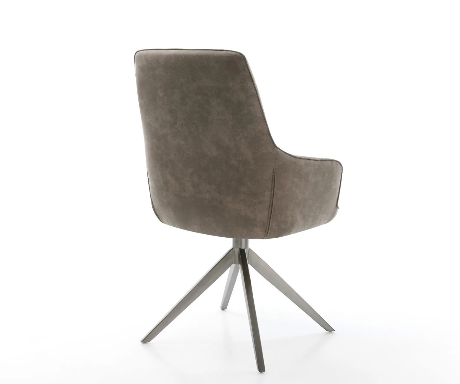 DrehstuhlZelia-Flex mit Armlehnen Mikrofaser Taupe Vintage Kreuzgestell breit Graphit 360° drehbar Wippfunktion Taschenfederkern Sofort versandfertig