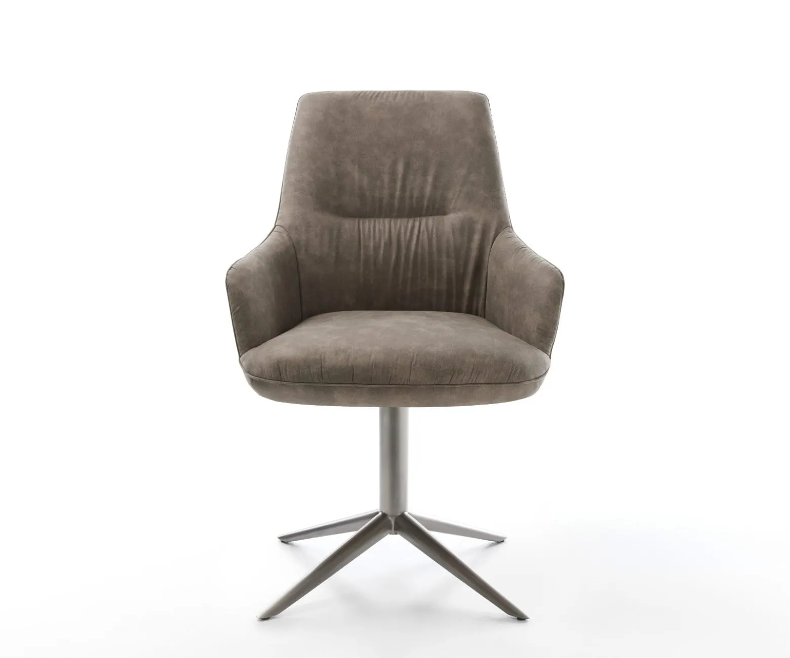 DrehstuhlZelia-Flex mit Armlehnen Mikrofaser Taupe Vintage Fußkreuz Graphit 360° drehbar Wippfunktion Taschenfederkern Sofort versandfertig